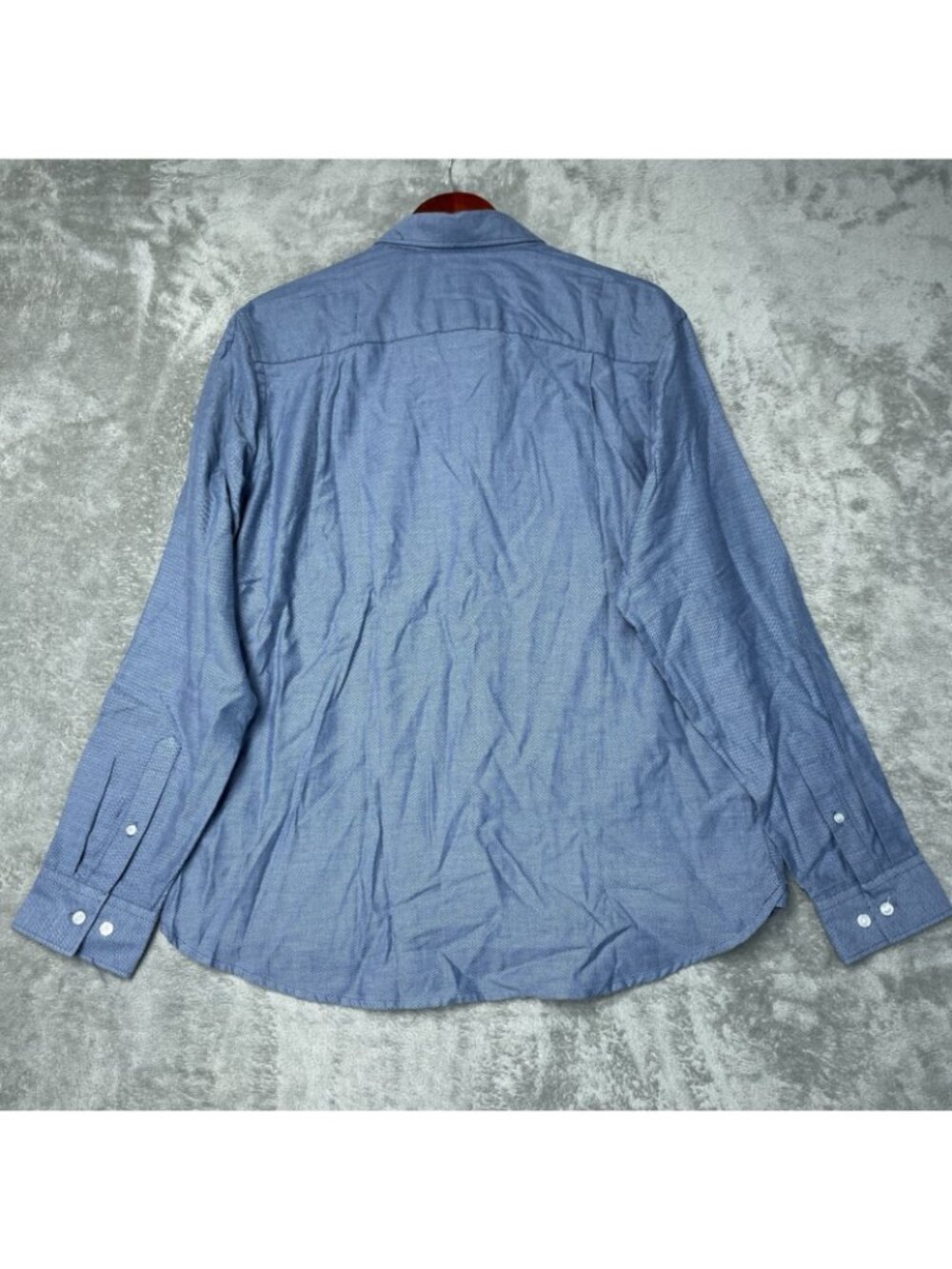 Ted Baker Men's L Blue Herringbone Long Sleeve Button Down Dress Shirt  e1676 - Picture 3 of 10